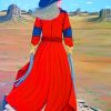 Native Cowgirl With Red Dress paint by numbers