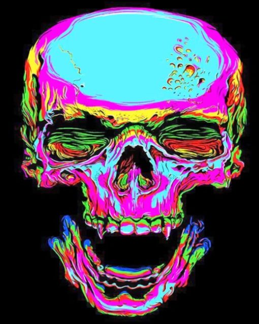 Neon Colorful Skull paint by numbers