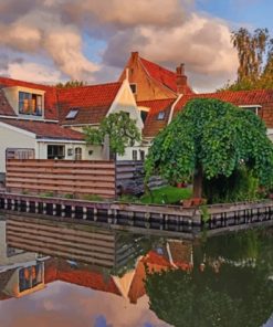 Houses Reflection In Netherlands paint by numbers
