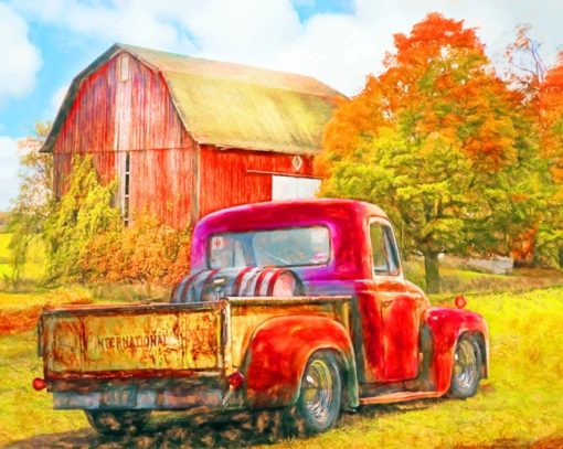 Old Truck In Farm paint by numbers
