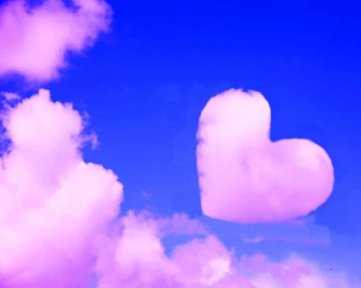 Pink Heart Cloud painting by numbers