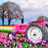 Pink Tractor paint by numbers