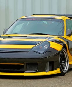 Porsche In Black And Yellow paint by numbers