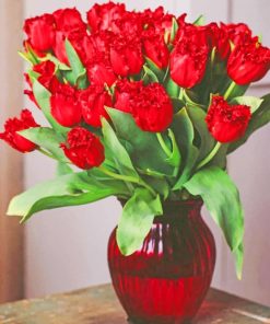 Red Flowers In Vase paint by numbers
