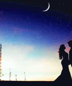 Romantic Couple Silhouette paint by numbers