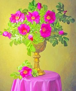 Rosy Flowers Still Life paint by numbers