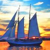 Sailing Ship At Sunset paint by numbers