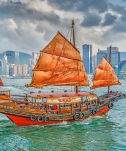 Ship Sailing In Hong Kong paint by numbers