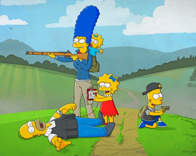 The Simpsons Family Armed - Series Paint By Numbers - Canvas Paint by ...