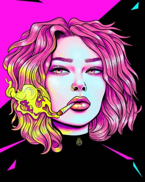 Smoking Pop Art Girl paint by numbers