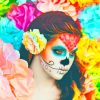 Model Girl With Skull Make Up painting by numbers
