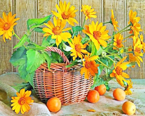 Sunflower Basket Still Life paint by numbers