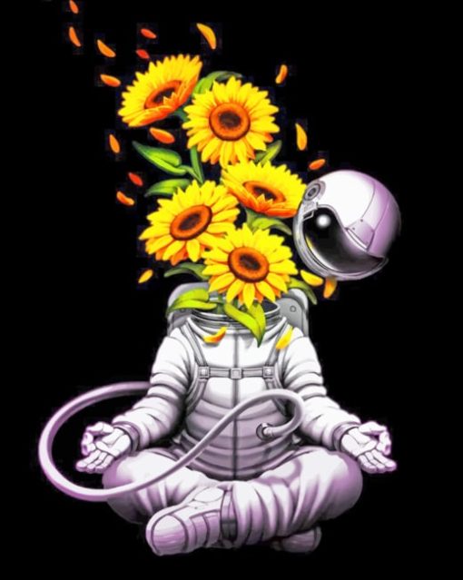 Sunflowers Yoga Astronaut paint by numbers