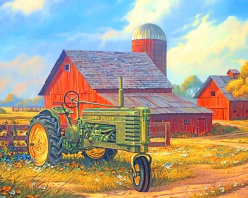 Tractor In Farm paint by numbers