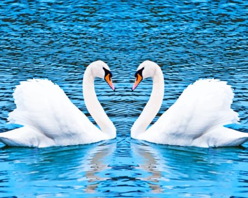 Two Swans painting by numbers