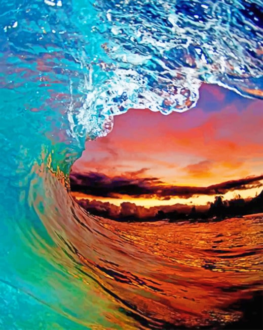 Vertical Picture Of Wave During Sunset time paint by numbers