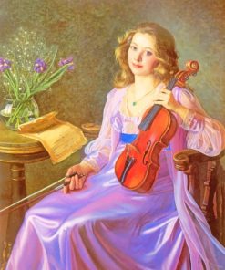 Vintage Violinist Woman paint by numbers