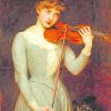 Vintage Girl Playing Violin paint by numbers
