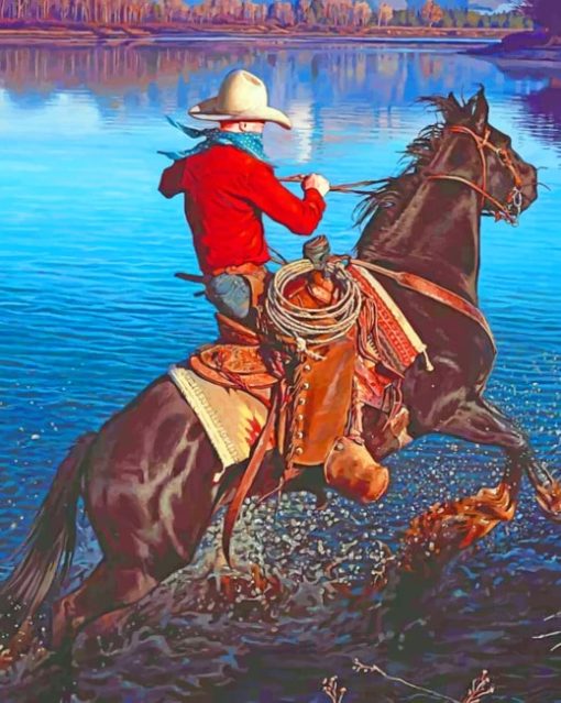 Western Man On Horse paint by numbers