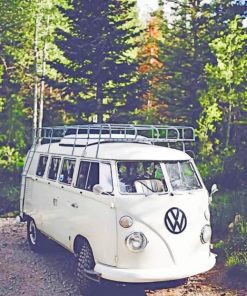 White VW Bus paint by numbers
