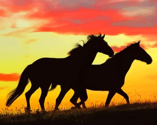 Wild Horses Running painting by numbers