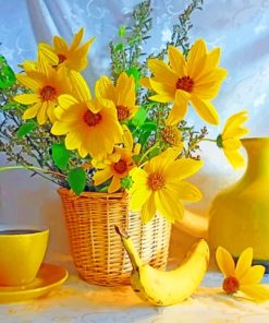 Yellow Flowers In Basket Photography paint by numbers