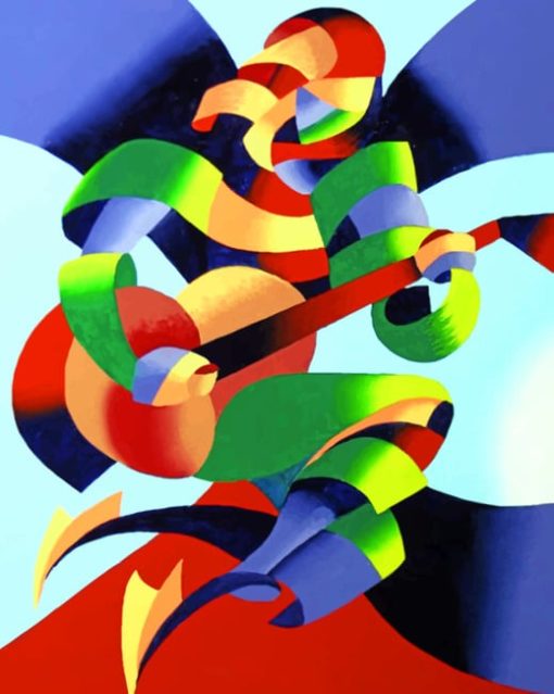 Abstract Guitarist paint by numbers
