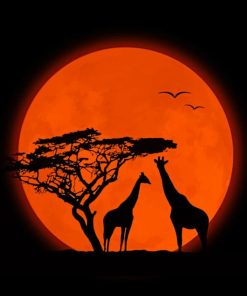 Silhouette Of Giraffes painting by numbers