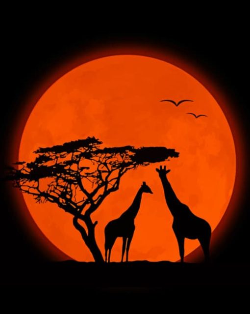 Silhouette Of Giraffes painting by numbers