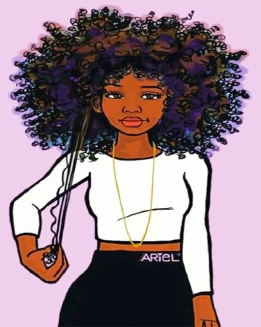 A Girl With An Afro Hair paint by numbers
