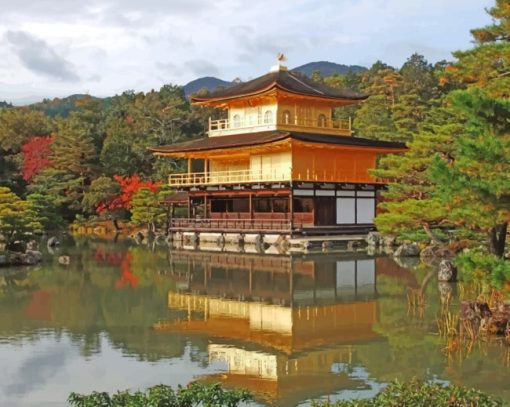 Asian Architecture On The Lake paint by numbers