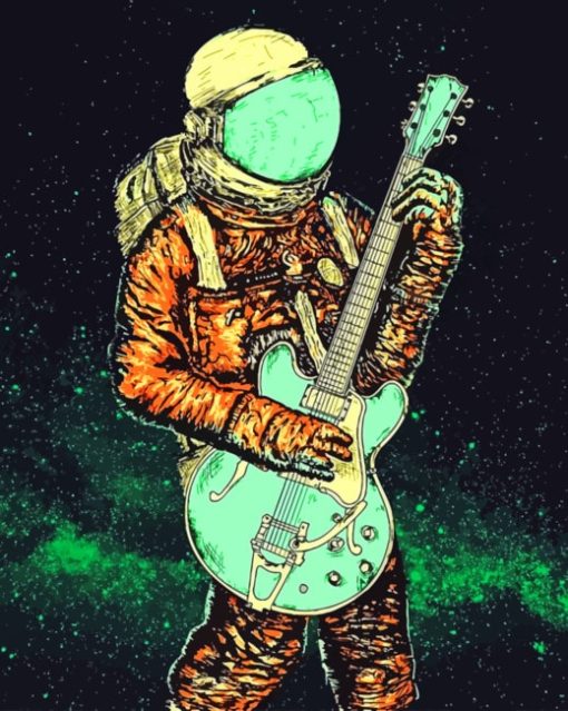 Astronaut Playing Guitar paint b y numbers