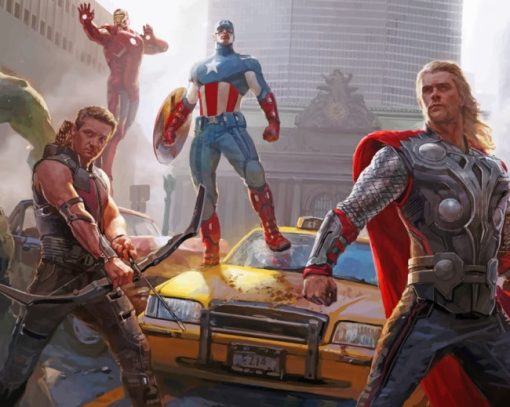 Avenger Heroes In The Street paint by numbers