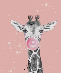 Baby Animal With Bubble Gum painting by numbers