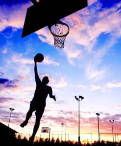 Basketball Sunset Silhouette paint by numbers