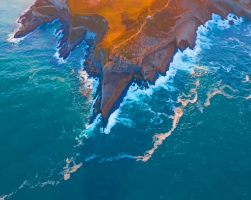 bird's Eye Photography Of Mountain Near Ocean painting by numbers