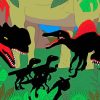 Black dinosaurs Graphic paint by numbers