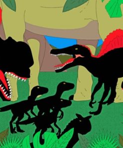 Black dinosaurs Graphic paint by numbers