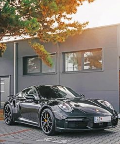 Black Porsche Parked paint by numbers