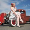 Blonde Girl Sitting On A Vintage Car paint by numbers