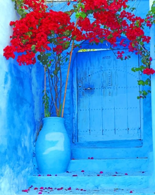 Red Bougainvillea paint by numbers