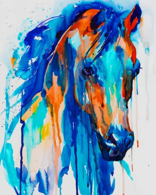 Blue Horse Watercolor paint by numbers
