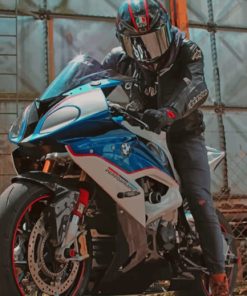 Blue BMW Motorcycle paint by numbers