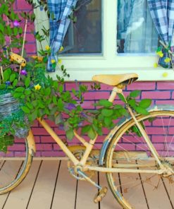 Brown Bike With Flowers painting by numbers