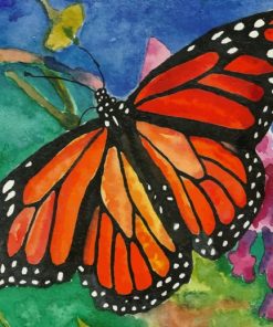 Bright Orange Butterfly paint by numbers