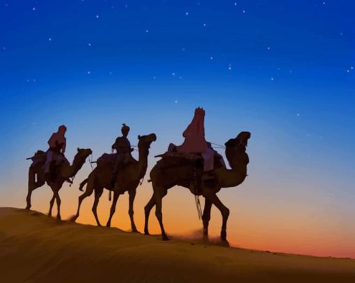 Silhouette Of Desert Camels paint by numbers