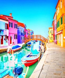 Canals Between Colorful Houses painting by numbers