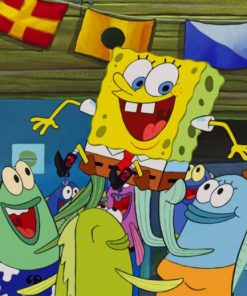 Spong Bob With Friends painting by numbers