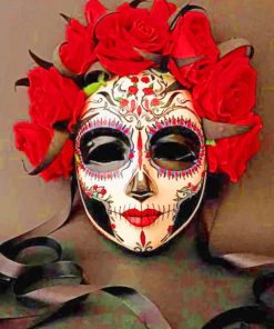 Catrina Mask With Roses paint by numbers