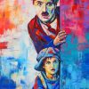 Charlie Chaplin With Lil Kid painting by numbers